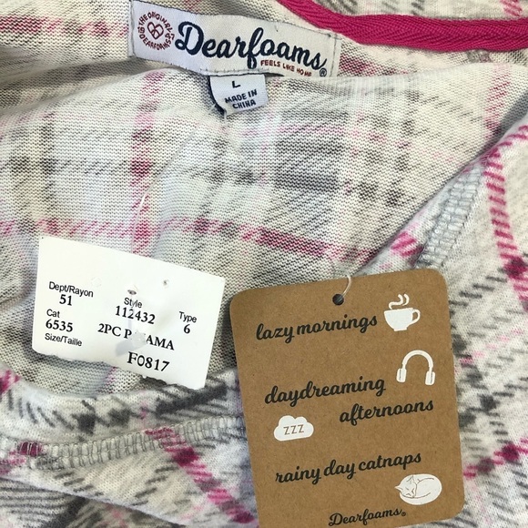 DearFoams pyjama set top and pants grey/pink L - Picture 14 of 16